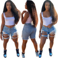 2021 Neue Sommerhoch -Taille -Jeans Shorts Hohlout Denim Shorts Frauen Jeans Gesamt -Knopf -Outfit Quasten Loch Shorts plus xxxxxl